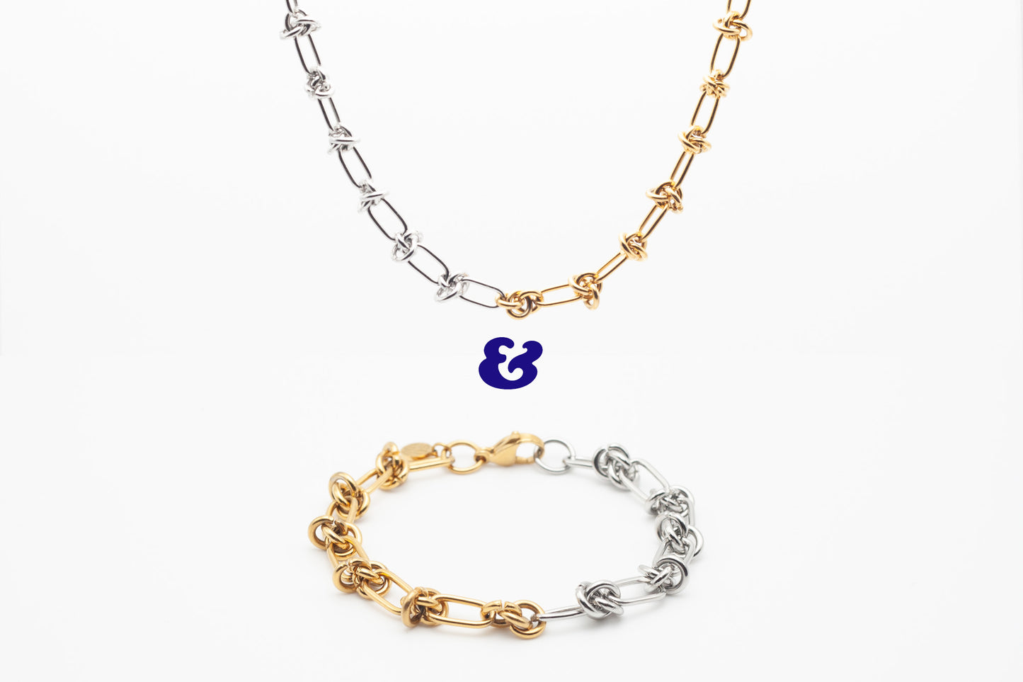 Knotty Chain Set Gold & Silver